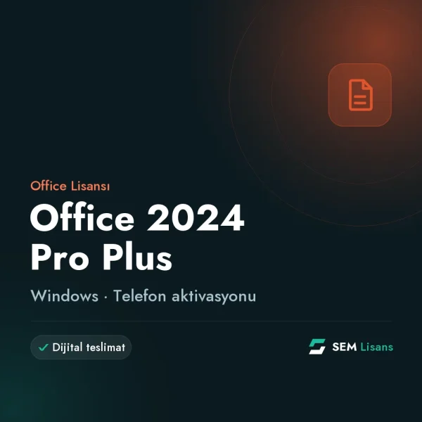 Microsoft Office 2024 Pro Plus Windows - Telefon Aktivasyonlu